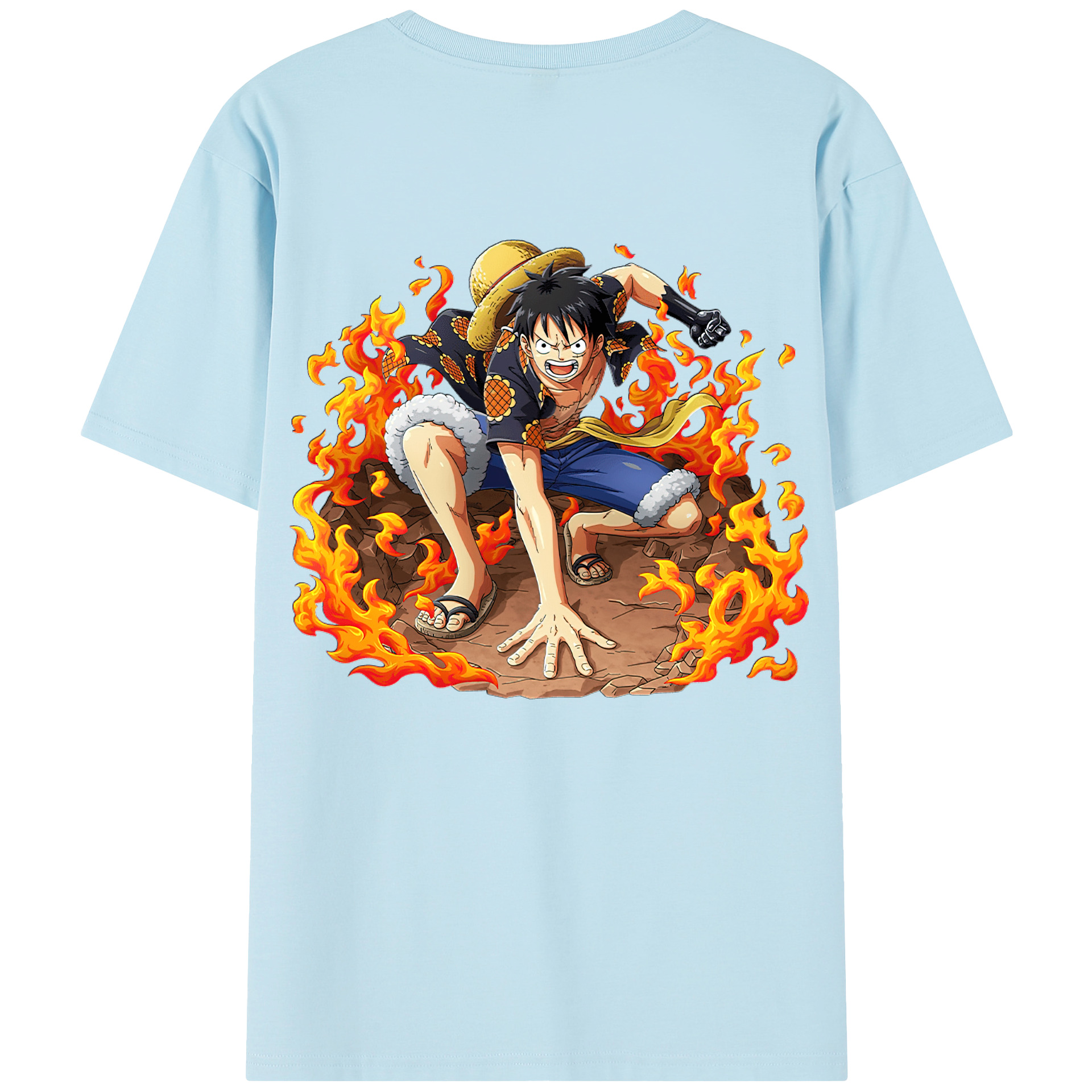 ワンピース モンキー・D・ルフィ ONE PIECE Monkey D. Luffy 綿100％半袖Tシャツ（背面プリント）